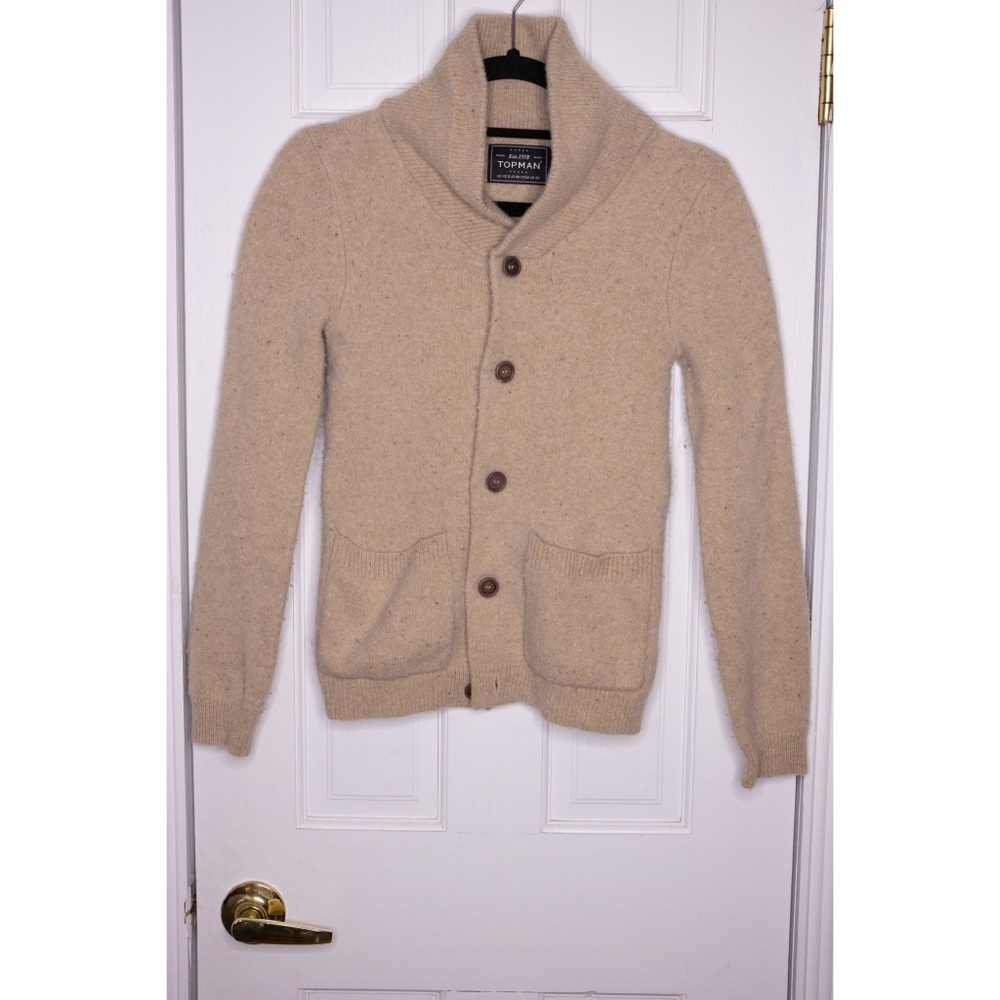 TOPMAN Wool Cardigan Button Up Sweater Wool